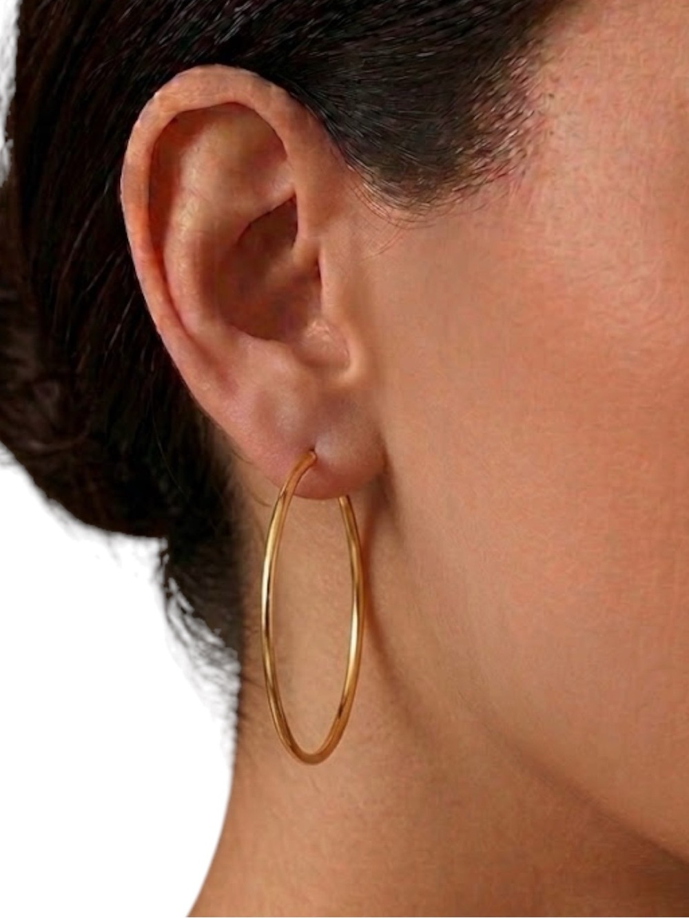 Vintage 70s BoHo Continuous Round Hoops Gold-Tone Pierced Earrings NWOT - Picture 1 of 4